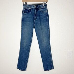 AMO Chloe Crop Jeans High Rise Slim Straight Medium Wash size 24 Inseam 27”